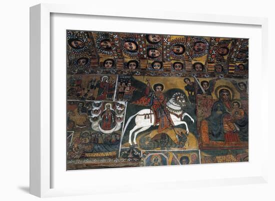 St George Slaying Dragon and Madonna and Child, Detail, Fresco, Debre Birhan Selassie-null-Framed Giclee Print