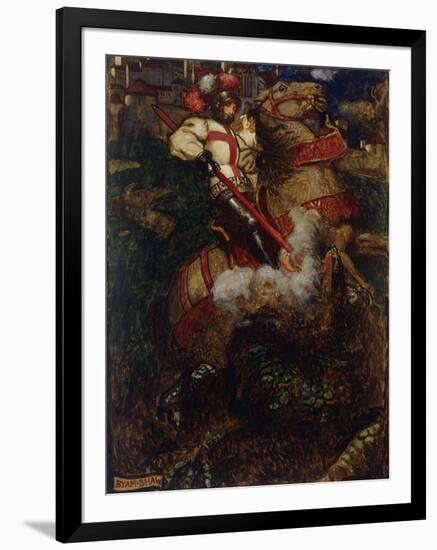 St George Slaying the Dragon, 1908-John Byam Shaw-Framed Giclee Print