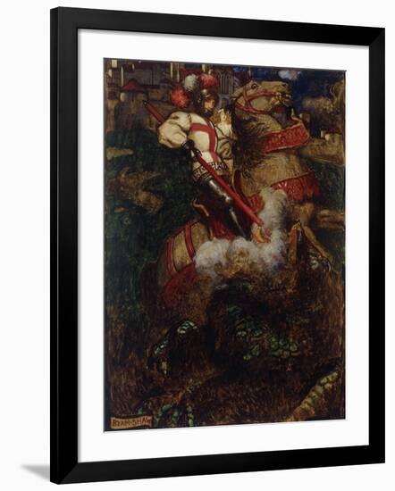 St George Slaying the Dragon, 1908-John Byam Shaw-Framed Giclee Print