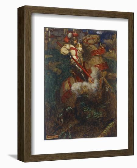 St. George Slaying the Dragon, 1908-John Byam Shaw-Framed Giclee Print