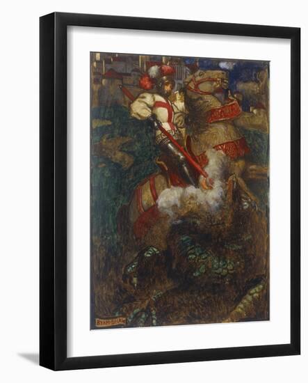 St. George Slaying the Dragon, 1908-John Byam Shaw-Framed Giclee Print