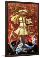 St George Slaying the Dragon, Detail of the Rood Screen, St Helen's Church, Ranworth, Norfolk, Uk-null-Framed Giclee Print