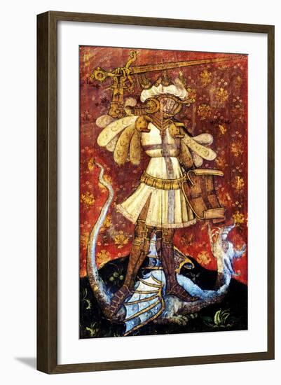 St George Slaying the Dragon, Detail of the Rood Screen, St Helen's Church, Ranworth, Norfolk, Uk-null-Framed Giclee Print