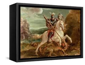 St. George Slaying the Dragon-Hans von Aachen-Framed Stretched Canvas