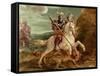 St. George Slaying the Dragon-Hans von Aachen-Framed Stretched Canvas