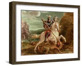 St. George Slaying the Dragon-Hans von Aachen-Framed Giclee Print