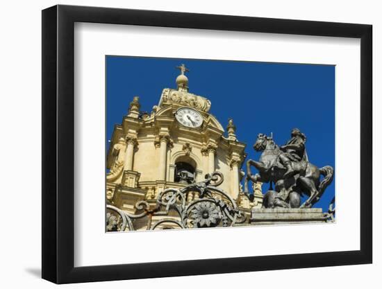 St. George Statue at San Giorgio Cathedral (Duomo of Ibla) in Historic Baroque Town-Rob Francis-Framed Photographic Print