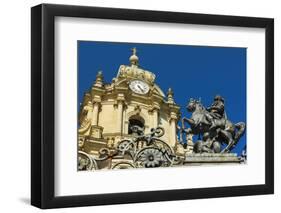 St. George Statue at San Giorgio Cathedral (Duomo of Ibla) in Historic Baroque Town-Rob Francis-Framed Photographic Print