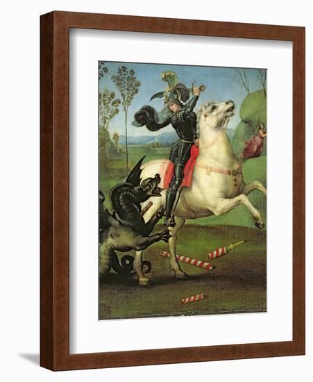 St. George Struggling with the Dragon, circa 1505-Raphael-Framed Giclee Print