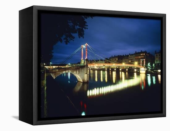 St. Georges Bridge over River Saône at Night, France-Murat Taner-Framed Stretched Canvas