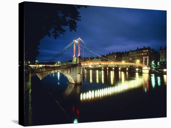 St. Georges Bridge over River Saône at Night, France-Murat Taner-Stretched Canvas