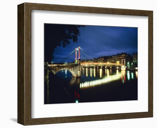 St. Georges Bridge over River Saône at Night, France-Murat Taner-Framed Photographic Print