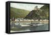 St. Goarshausen Rhein, Burg Katz, Wasserblick, Dampfer Undine-null-Framed Stretched Canvas