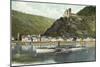 St. Goarshausen Rhein, Burg Katz, Wasserblick, Dampfer Undine-null-Mounted Giclee Print