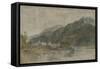 St Gothard and Mont Blanc Sketchbook [Finberg LXXV], Bonneville and the River Arve-J. M. W. Turner-Framed Stretched Canvas