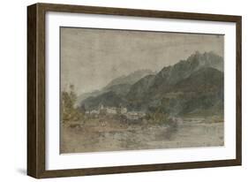 St Gothard and Mont Blanc Sketchbook [Finberg LXXV], Bonneville and the River Arve-J. M. W. Turner-Framed Giclee Print