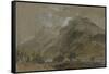 St Gothard and Mont Blanc Sketchbook [Finberg LXXV], Near Bonneville, Looking Towards Mont Blanc-J. M. W. Turner-Framed Stretched Canvas