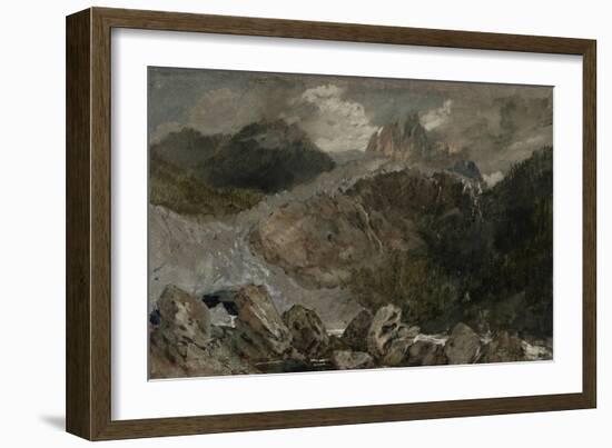 St Gothard and Mont Blanc Sketchbook [Finberg LXXV], the Source of the Arveyron-J. M. W. Turner-Framed Giclee Print