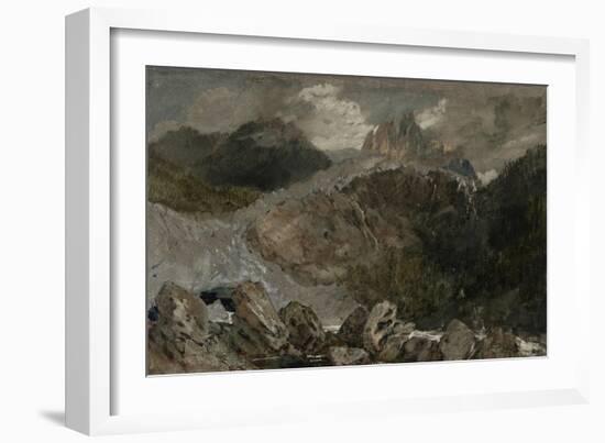 St Gothard and Mont Blanc Sketchbook [Finberg LXXV], the Source of the Arveyron-J. M. W. Turner-Framed Giclee Print