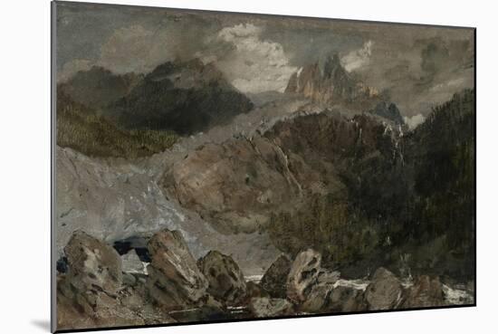 St Gothard and Mont Blanc Sketchbook [Finberg LXXV], the Source of the Arveyron-J. M. W. Turner-Mounted Giclee Print