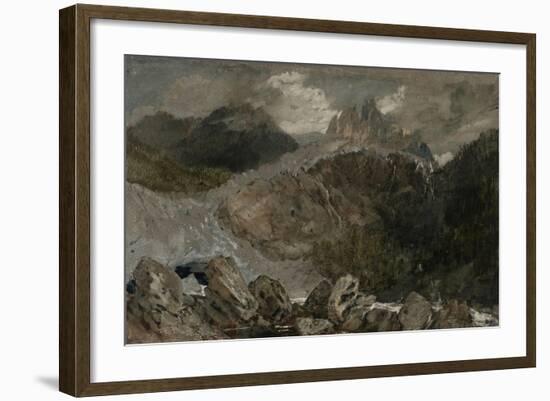 St Gothard and Mont Blanc Sketchbook [Finberg LXXV], the Source of the Arveyron-J. M. W. Turner-Framed Giclee Print