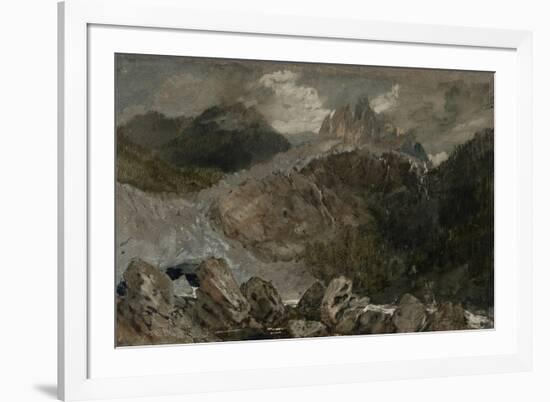 St Gothard and Mont Blanc Sketchbook [Finberg LXXV], the Source of the Arveyron-J. M. W. Turner-Framed Giclee Print