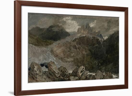 St Gothard and Mont Blanc Sketchbook [Finberg LXXV], the Source of the Arveyron-J. M. W. Turner-Framed Giclee Print