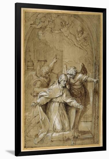 St Gregory Attended by Angels Praying for Souls in Purgatory-Annibale Carracci-Framed Giclee Print