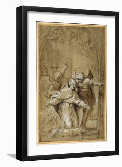 St Gregory Attended by Angels Praying for Souls in Purgatory-Annibale Carracci-Framed Giclee Print