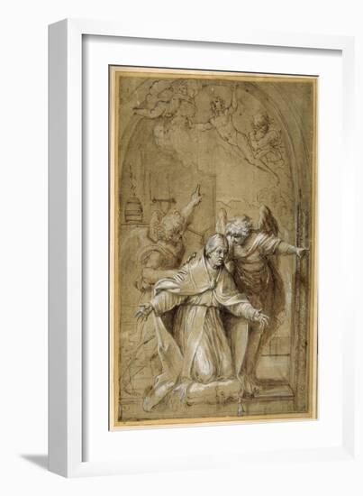 St Gregory Attended by Angels Praying for Souls in Purgatory-Annibale Carracci-Framed Giclee Print