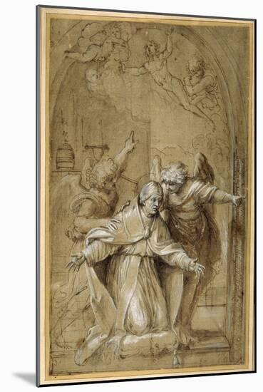 St Gregory Attended by Angels Praying for Souls in Purgatory-Annibale Carracci-Mounted Giclee Print