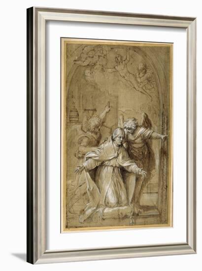 St Gregory Attended by Angels Praying for Souls in Purgatory-Annibale Carracci-Framed Giclee Print