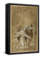 St Gregory Attended by Angels Praying for Souls in Purgatory-Annibale Carracci-Framed Stretched Canvas