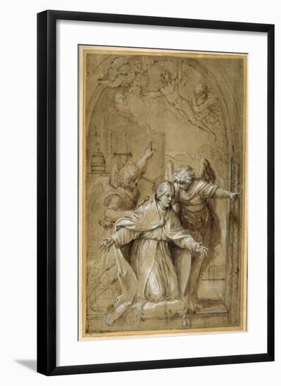 St Gregory Attended by Angels Praying for Souls in Purgatory-Annibale Carracci-Framed Giclee Print