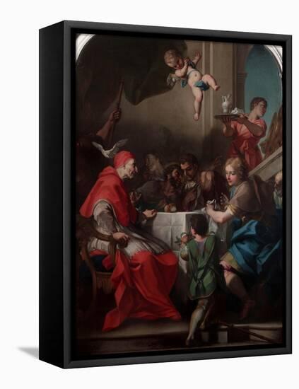 St. Gregory the Great Having Dinner with Christ Pilgrim-Antonio Balestra-Framed Stretched Canvas