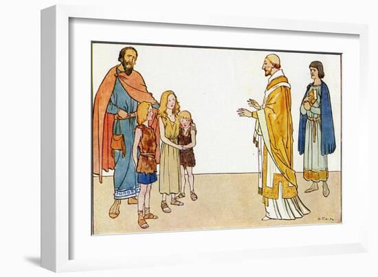 St. Gregory with English Children-George Morrow-Framed Art Print