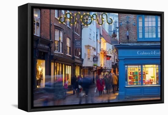 St. Helen's Square at Christmas at Dusk, York, Yorkshire, England, United Kingdom, Europe-Frank Fell-Framed Stretched Canvas