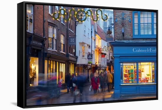 St. Helen's Square at Christmas at Dusk, York, Yorkshire, England, United Kingdom, Europe-Frank Fell-Framed Stretched Canvas