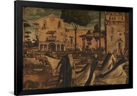 St Hieronymus Leads the Lion to the Monastery-Vittore Carpaccio-Framed Giclee Print