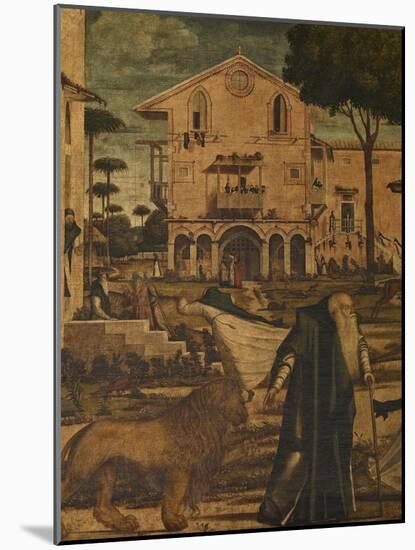 St Hieronymus Leads the Lion to the Monastery-Vittore Carpaccio-Mounted Giclee Print