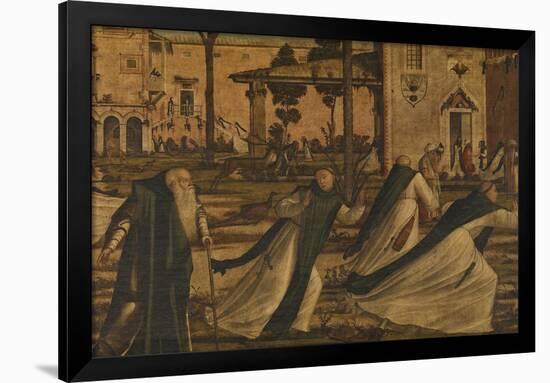 St Hieronymus Leads the Lion to the Monastery-Vittore Carpaccio-Framed Giclee Print