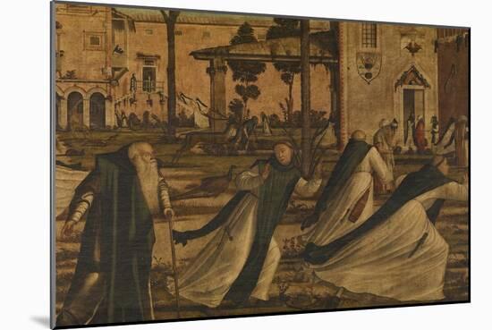 St Hieronymus Leads the Lion to the Monastery-Vittore Carpaccio-Mounted Giclee Print