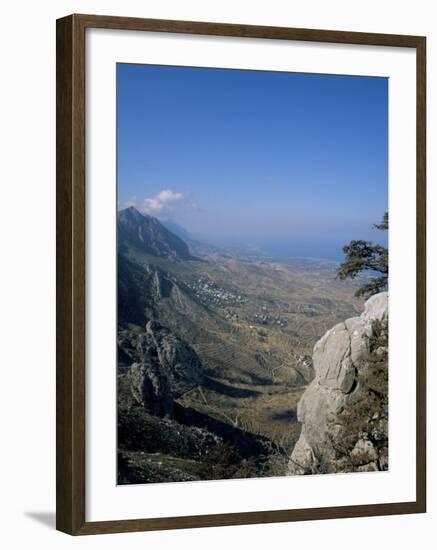 St. Hilarion View to the West Over Karaman Village and Mediterranean, Cyprus, Mediterranean-Christopher Rennie-Framed Photographic Print