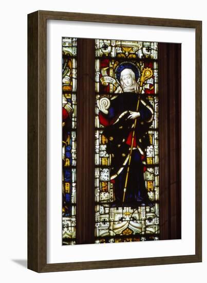 St. Hilda of Whitby holding an ammonite, West window, Hereford Cathedral, 20th century-CM Dixon-Framed Giclee Print