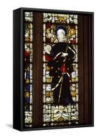 St. Hilda of Whitby holding an ammonite, West window, Hereford Cathedral, 20th century-CM Dixon-Framed Stretched Canvas