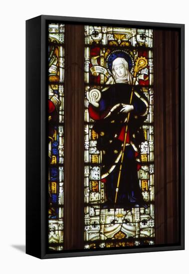 St. Hilda of Whitby holding an ammonite, West window, Hereford Cathedral, 20th century-CM Dixon-Framed Stretched Canvas