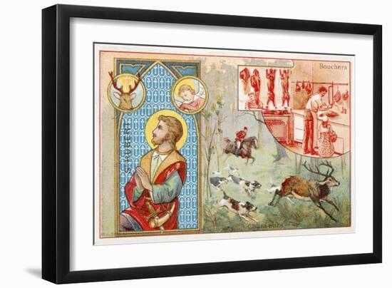 St Hubert, Patron Saint of Hunters-null-Framed Premium Giclee Print