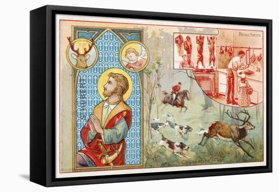 St Hubert, Patron Saint of Hunters-null-Framed Stretched Canvas