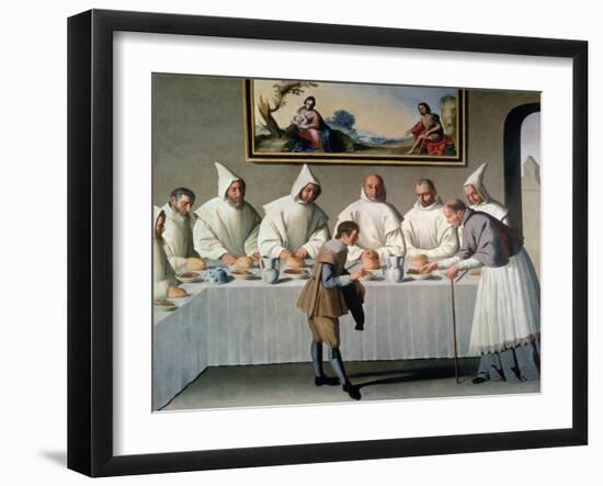 St. Hugh of Cluny in the Refectory of the Carthusians, 1633-Francisco de Zurbarán-Framed Giclee Print