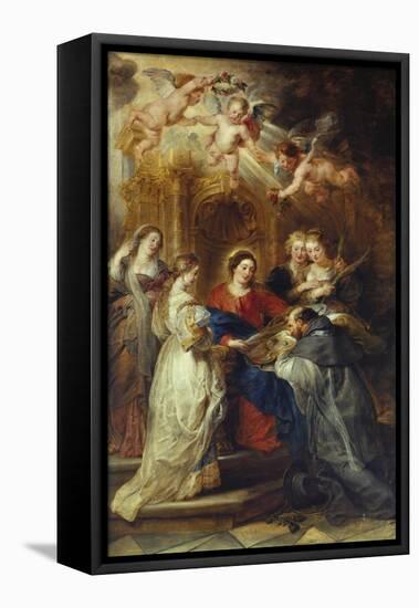 St. Ildefonso Altarpiece, Central Panel Depicting Virgin Mary Presenting a Liturgical Robe-Peter Paul Rubens-Framed Stretched Canvas